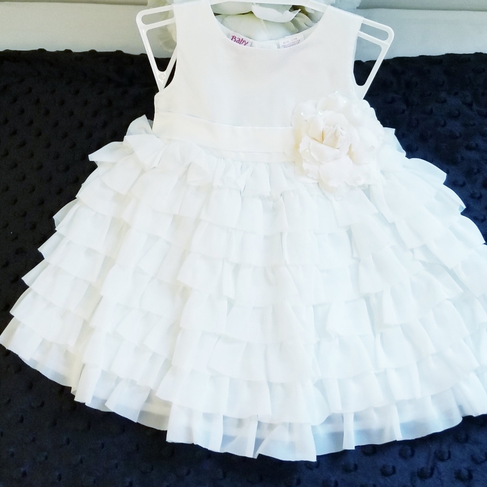 NEW Baby Beri White Ruffle Flower Formal Dress Size 3/6M - Picture 3 of 11